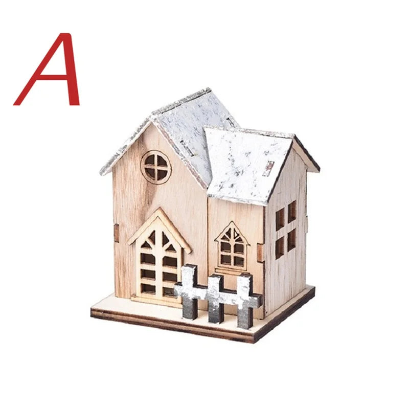 Maison Bois Lumineuse Noël LED – Village de Noël Miniature & Décoration Chalet Lumineux