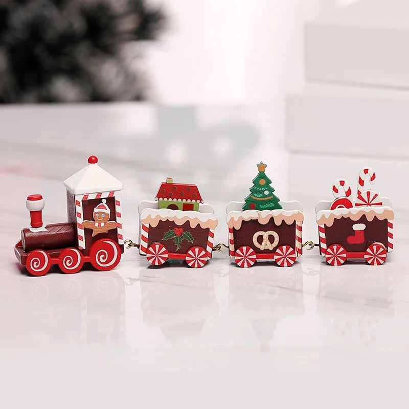Train de Noël Miniature Bois – Décoration Sapin & Table Fêtes 2025, Cadeau Enfant Nouvel An 2026