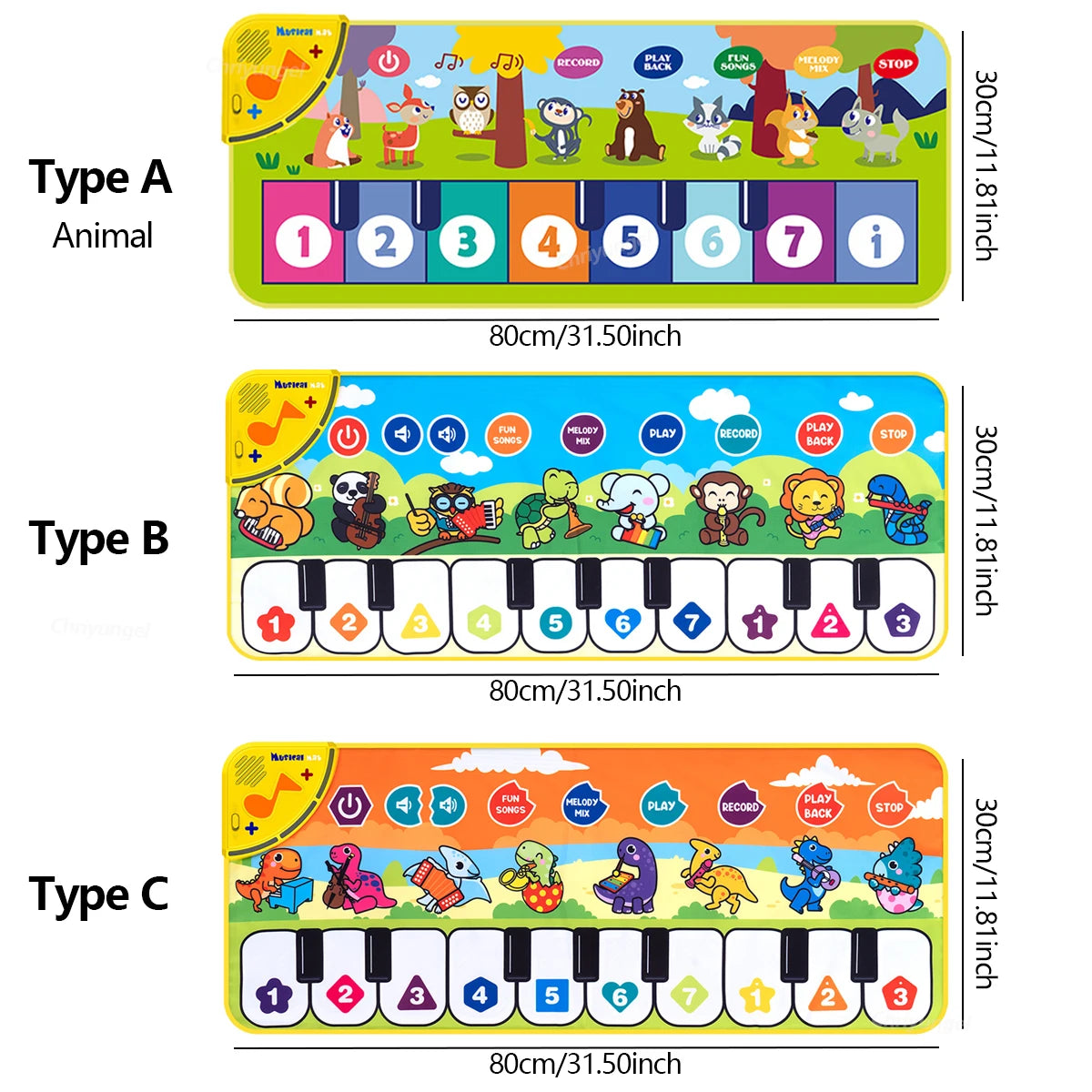 Tapis Piano Musical Enfant – Clavier Danse & Fitness au Sol | Fille & Garçon | 3 Modèles