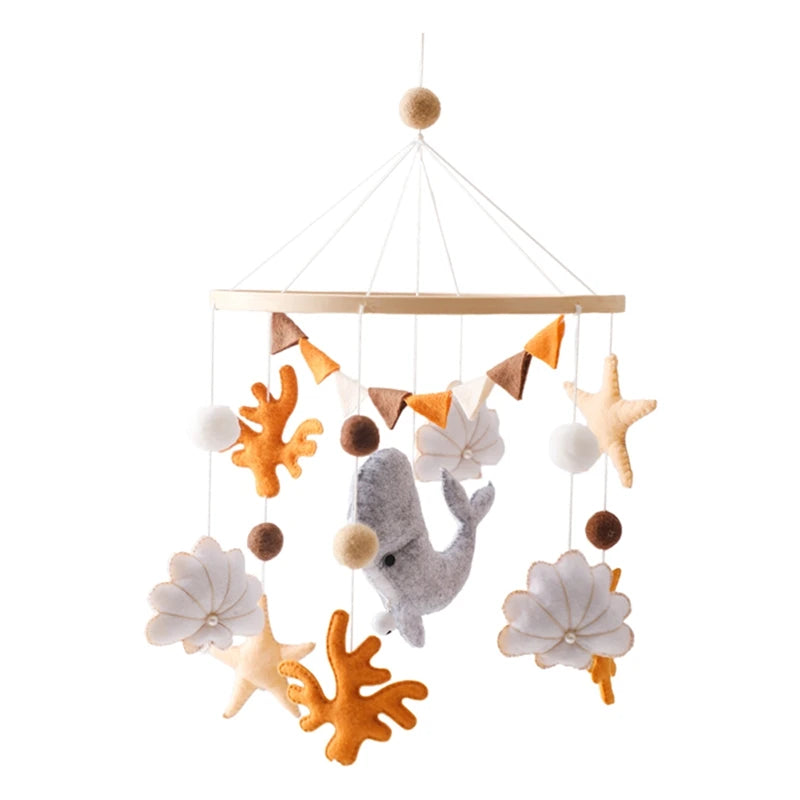 Mobile Lit Bébé Musical et Lumineux – Bois Naturel, Hochet Feutre Doux & Boîte à Musique Nouveau-Né