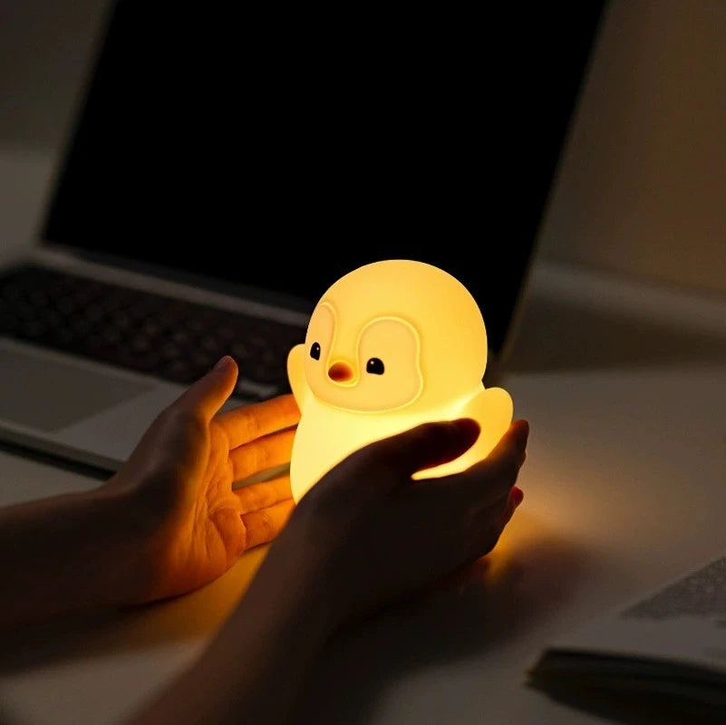 Veilleuse dragon & pingouin silicone — LED Tactile Rechargeable Dimmable | 5 Modèles | Chambre Bébé