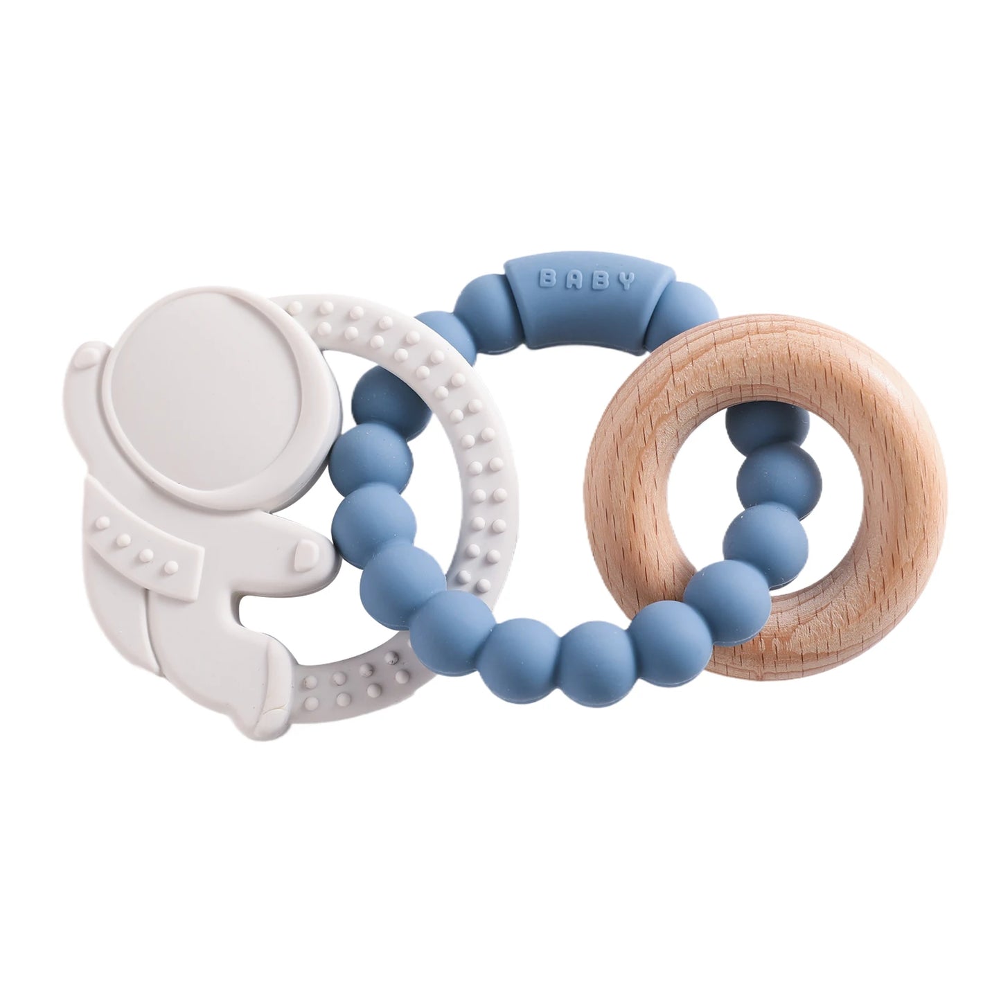 Anneau de Dentition Silicone Bébé – Jouet Sensoriel Sans BPA | 0-12 Mois