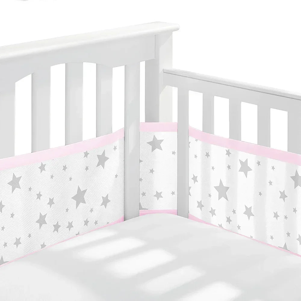 Tour de Lit Respirant Bébé — Mesh 4 Panneaux Protection Barreaux Anti-Étouffement