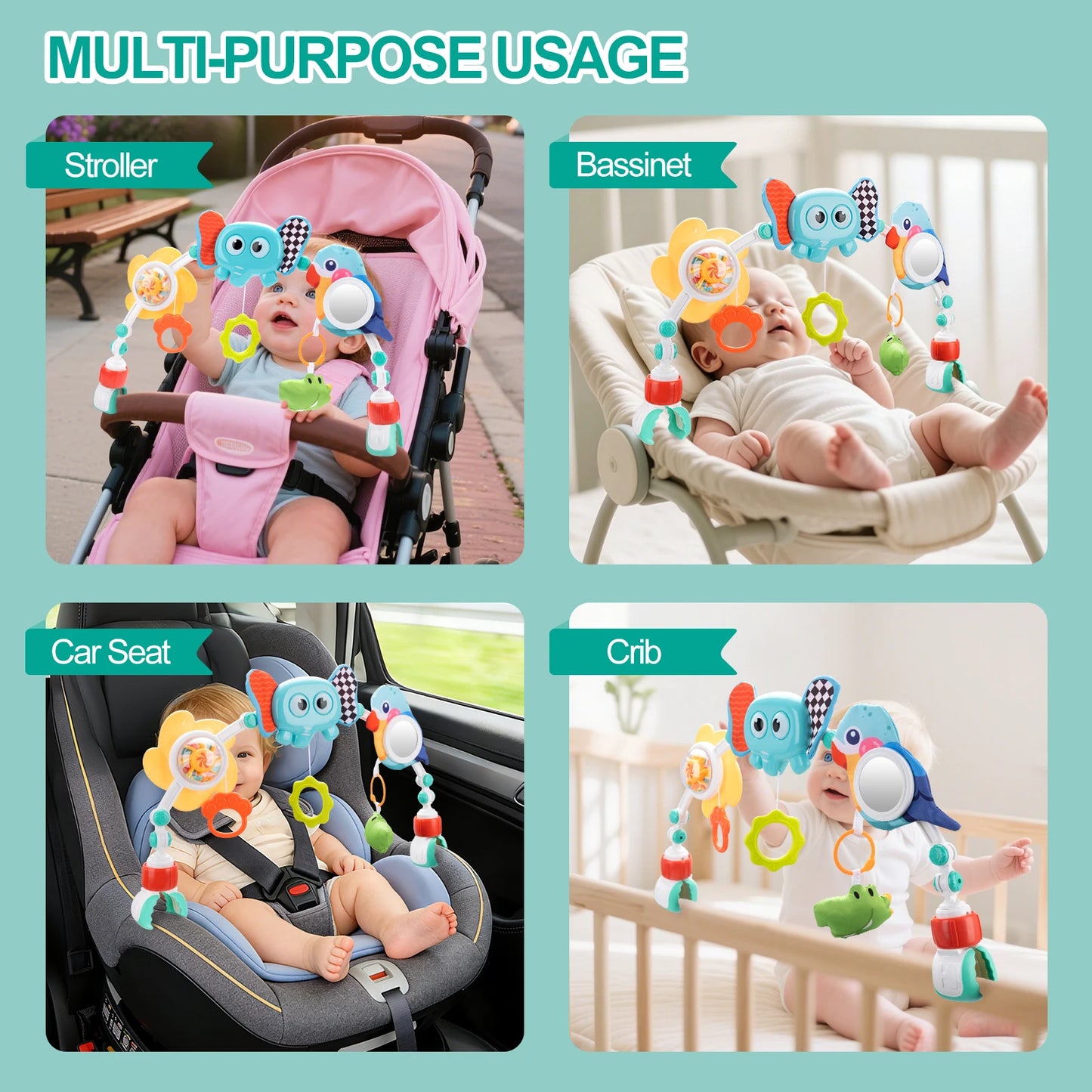 Arche Poussette Bébé – Jouet Éveil Transat & Siège Auto, Développement Sensoriel