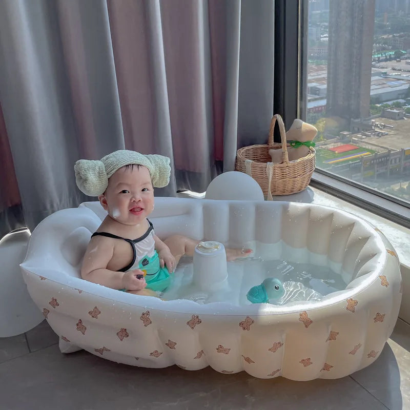 Baignoire Gonflable Bébé Enfant Cartoon Pliable 90x55cm – Portable Intérieur & Extérieur | 0-8 Ans