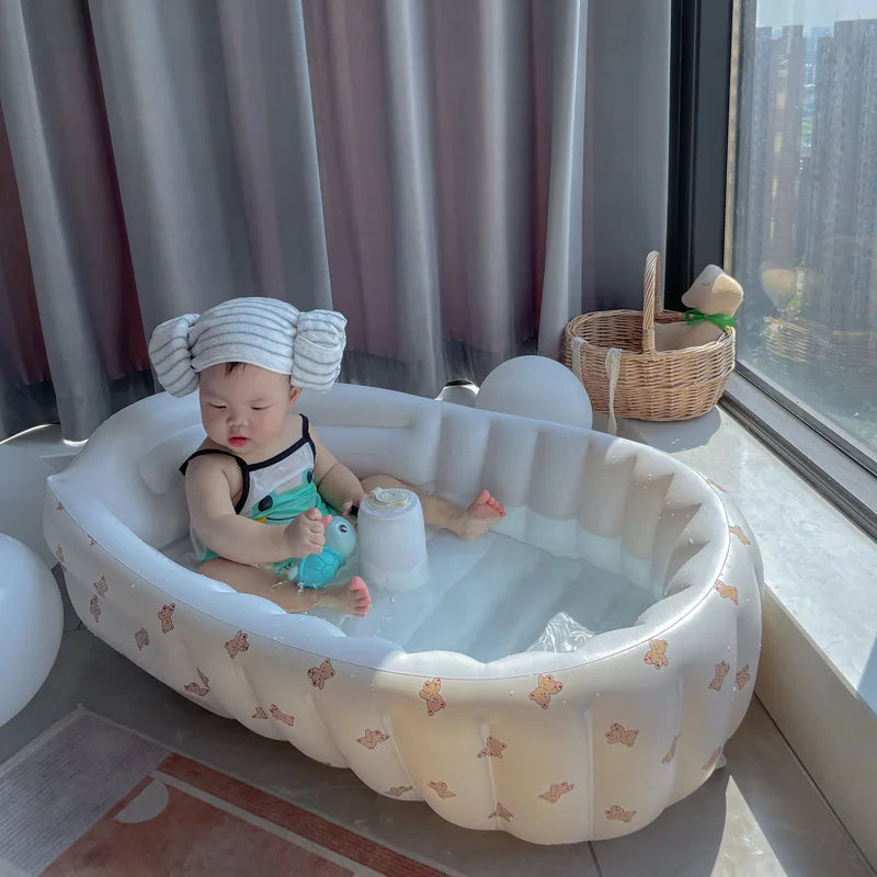 Baignoire Gonflable Bébé Enfant Cartoon Pliable 90x55cm – Portable Intérieur & Extérieur | 0-8 Ans