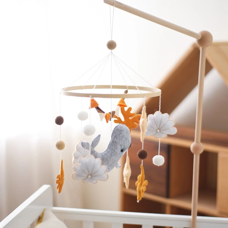 Mobile Hochet Bois & Crochet Bébé – Cloche Lit Étoiles & Pendentifs | Support Nuage | 27 Modèles