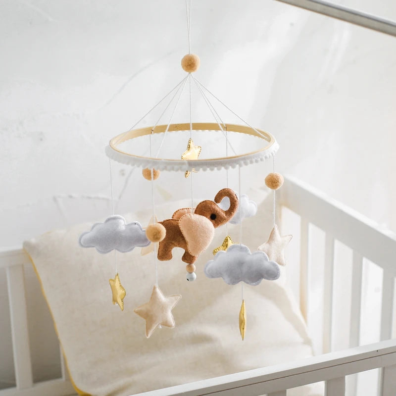 Mobile Musical Bébé Bois Feutre Premium — Cloche Lit Animaux & Boîte à Musique | 3 Modèles