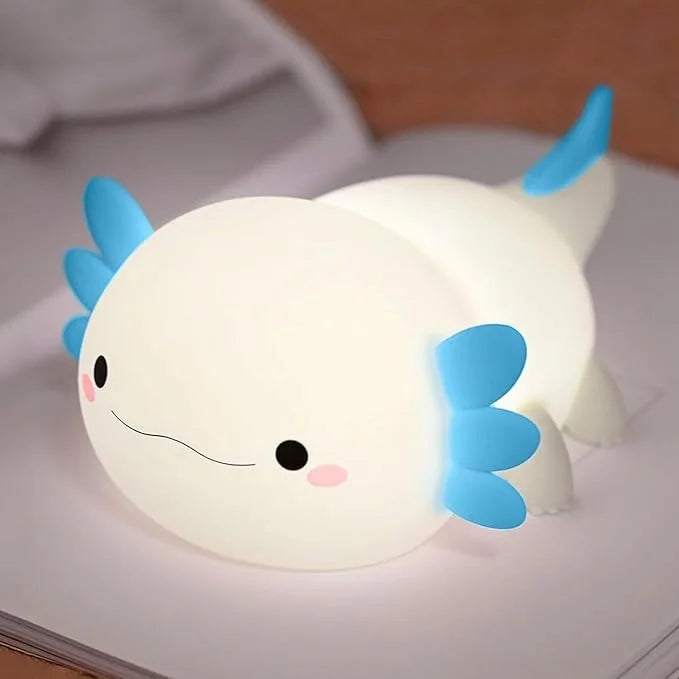 Veilleuse axolotl silicone — Lampe de Nuit LED Kawaii Rechargeable | Chambre Enfant & Bébé