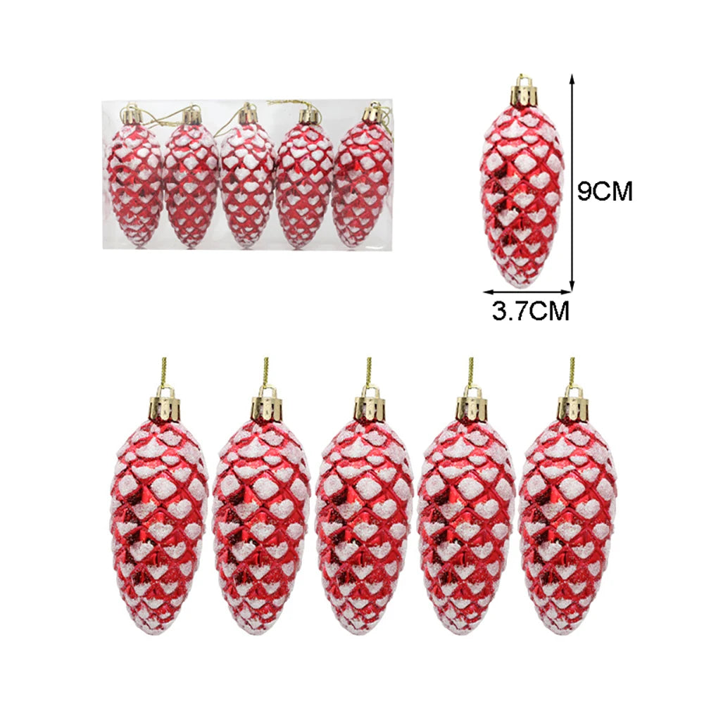 Canne de Bonbon & Pomme de Pin Rouge Or – Décoration Sapin Noël 2025 Tendance, Ornement Suspendu