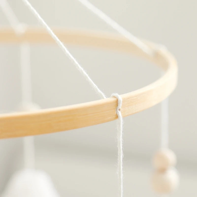 Mobile Hochet Bois & Crochet Bébé – Cloche Lit Étoiles & Pendentifs | Support Nuage | 27 Modèles