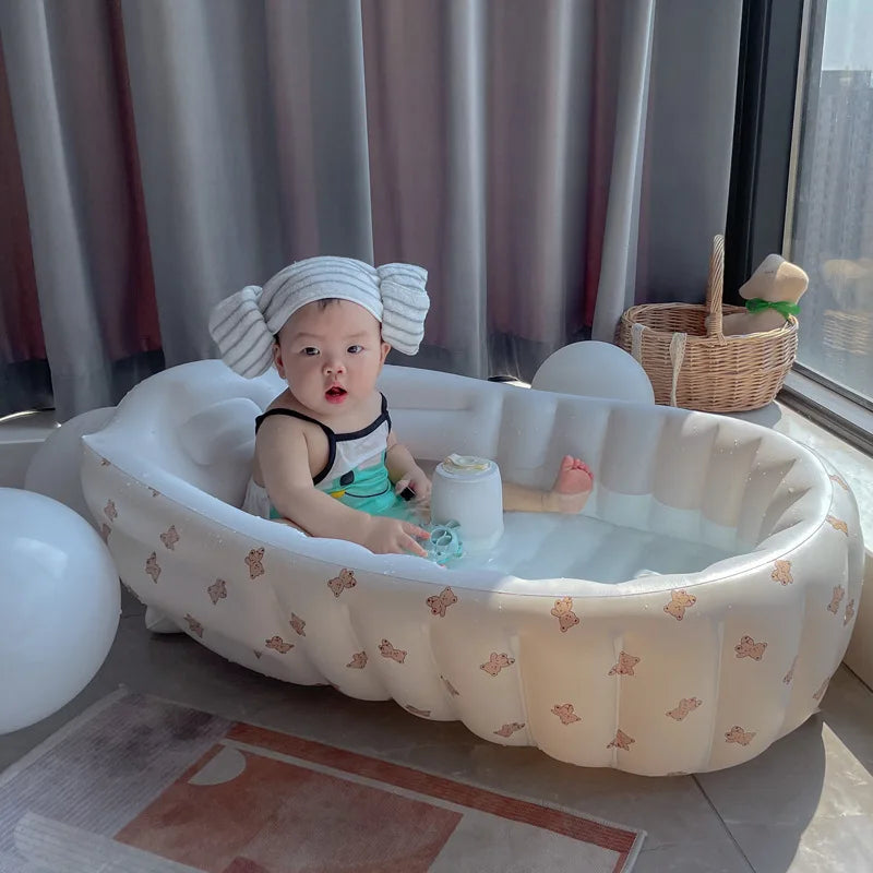 Baignoire Gonflable Bébé Enfant Cartoon Pliable 90x55cm – Portable Intérieur & Extérieur | 0-8 Ans