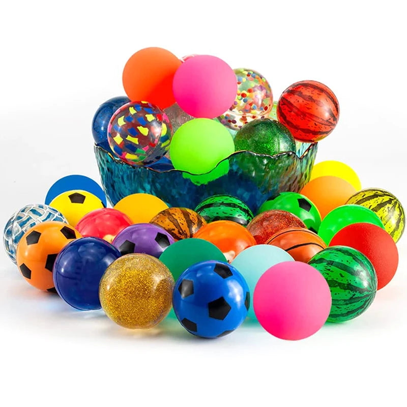 Lot Mini Balles Rebondissantes Enfant 10/20/30 Pièces – Balle Caoutchouc Colorée Intérieur Extérieur 6-12 Ans