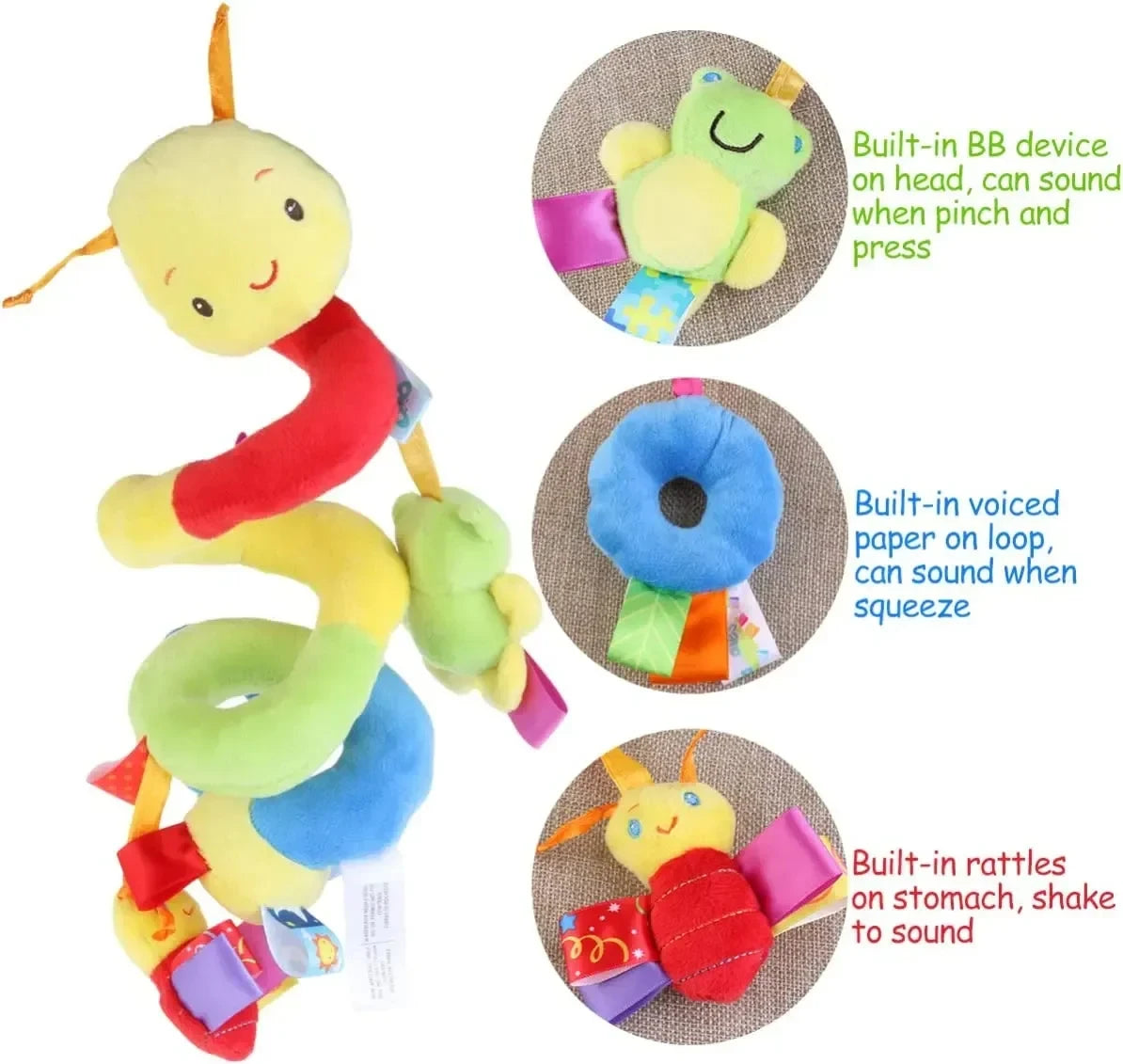 Spirale d’activité bébé poussette — Hochet Tissu Suspendu Lit Siège Auto | Cadeau Naissance Fille Garçon