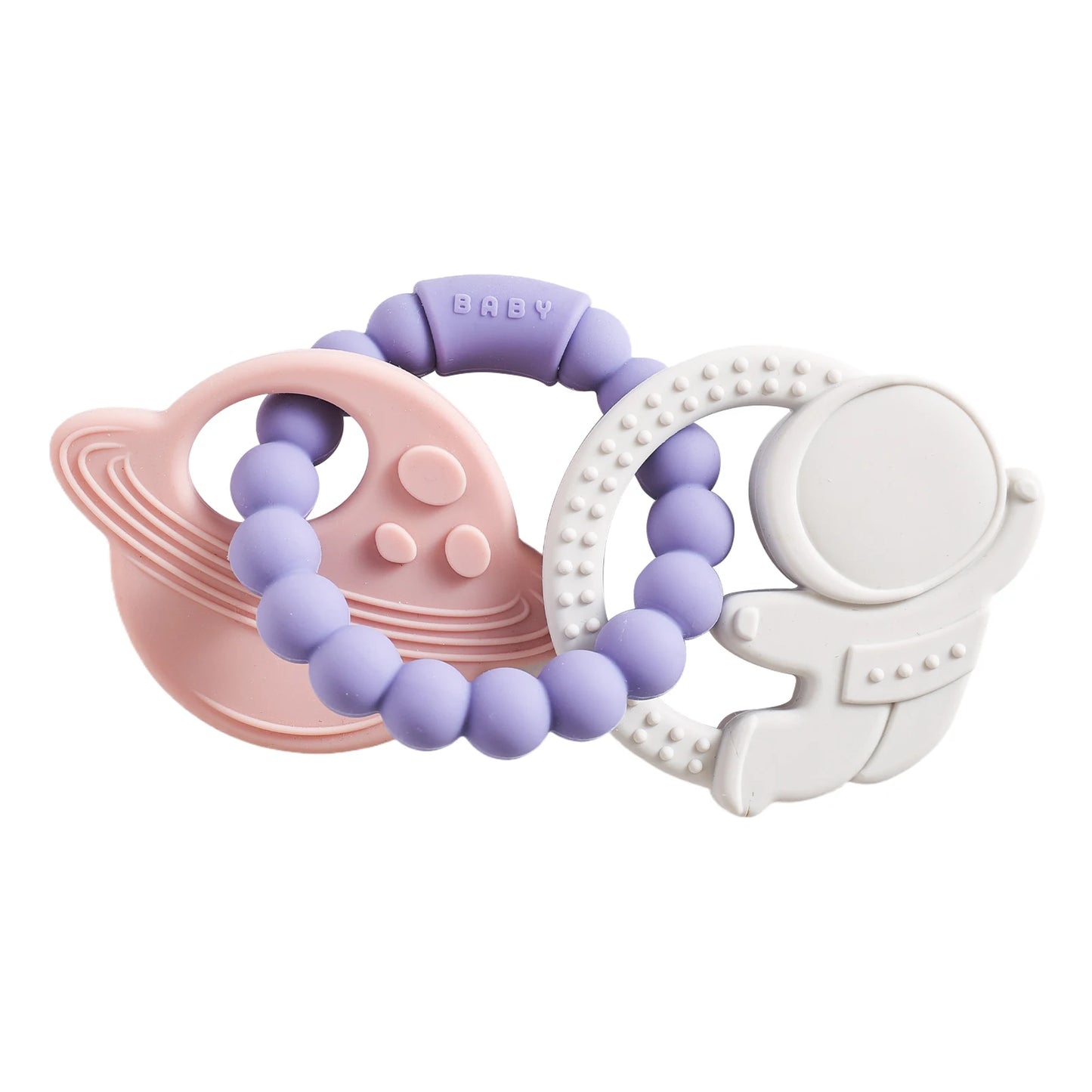 Anneau de Dentition Silicone Bébé – Jouet Sensoriel Sans BPA | 0-12 Mois