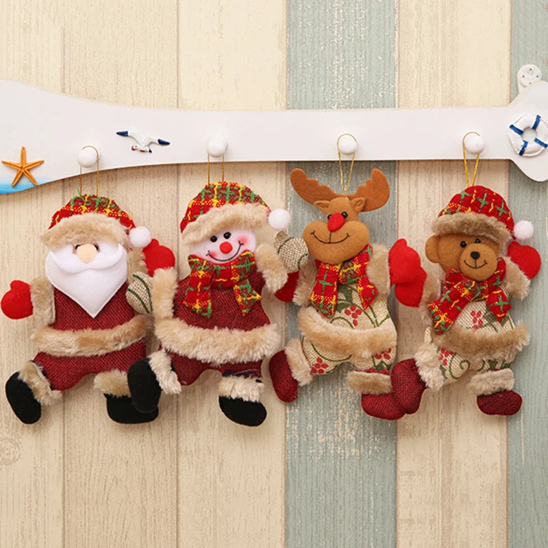 Lot 4 Figurines Décoration Sapin Noël DIY – Père Noël, Bonhomme de Neige, Pendentifs à Suspendre Cadeau Enfant