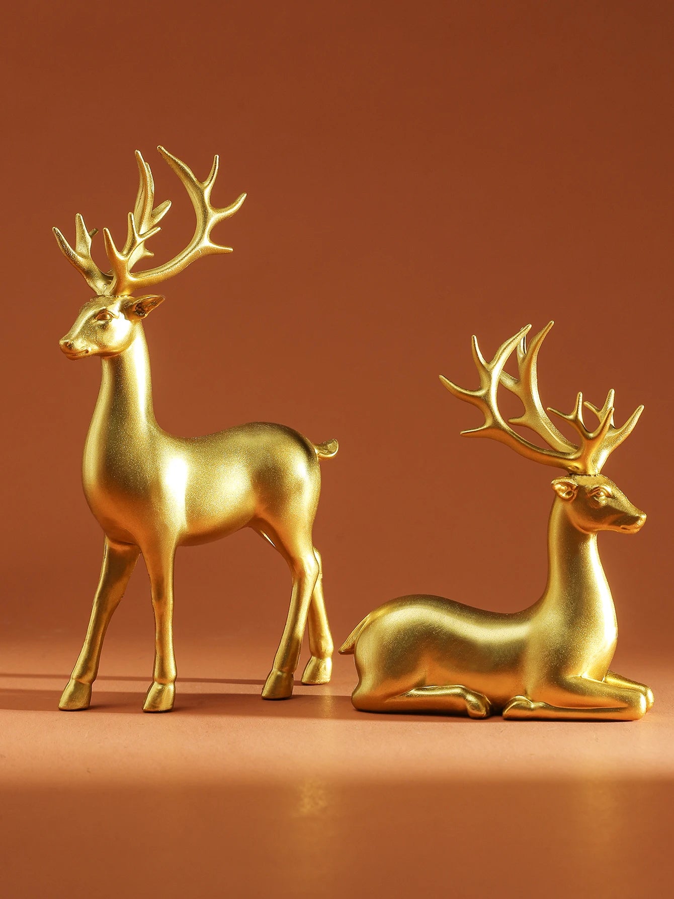 Lot 2 Figurines Renne de Noël – Statuettes Décoratives Rustiques pour Table & Cheminée