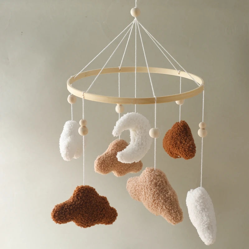 Mobile Hochet Bois & Crochet Bébé – Cloche Lit Étoiles & Pendentifs | Support Nuage | 27 Modèles