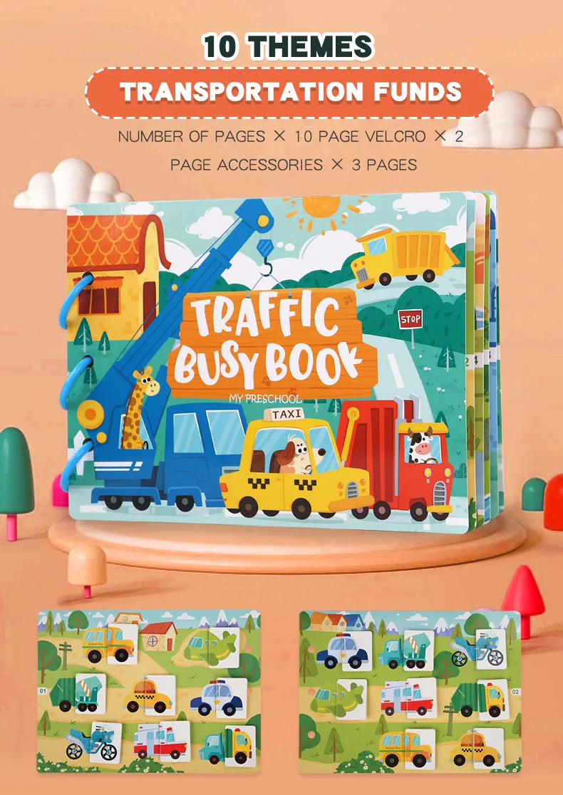 Quiet Book Montessori – Mon Premier Livre Calme Éducatif | 6 Thèmes | Jeu d’Association Bébé