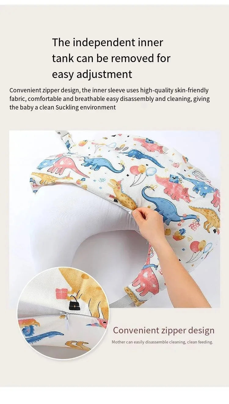 Coussin Bras Allaitement Motif Dinosaure & Animal – Housse Berceau Ergonomique Theraline | Maternité Haut de Gamme