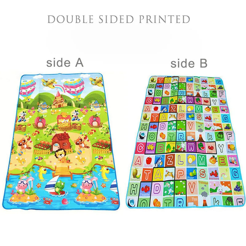 Tapis d’Éveil Éducatif Double Face Mousse 180x120cm – Ramper, Jouer & Apprendre | Motif Ferme & Lettres