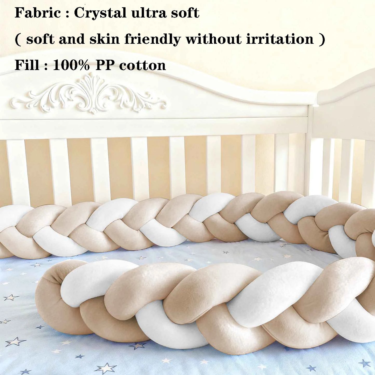 Tour de Lit Bébé Tressé Nœuds Spandex Doux – Pare-Chocs Berceau Unisexe 1M 2M 3M 4M