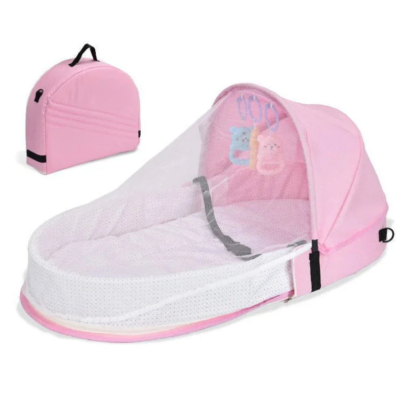Lit Parapluie Bébé Pliable avec Moustiquaire & Matelas — Berceau Voyage Nomade | 4 Couleurs
