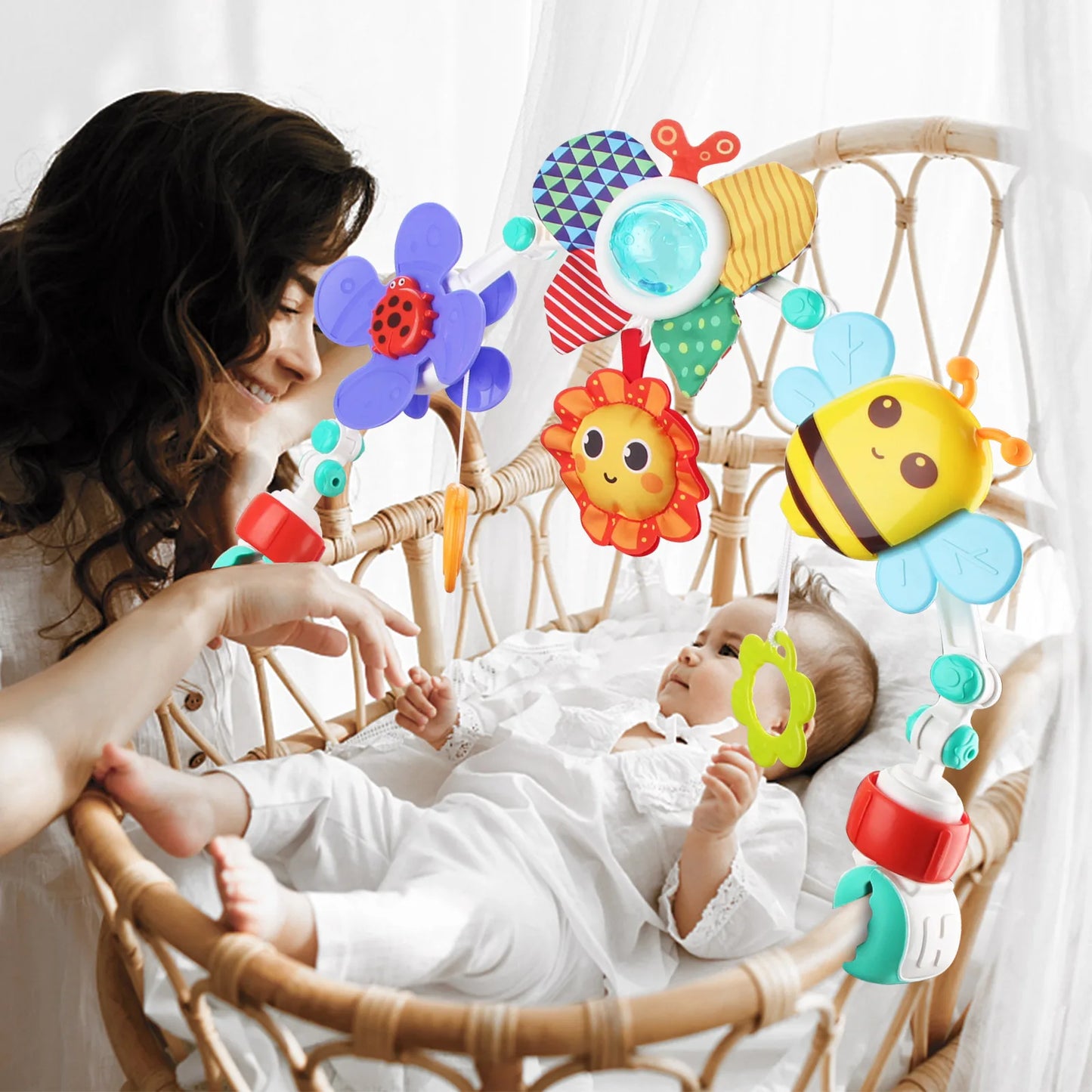 Jouet À Suspendre Bébé Poussette & Siège Auto – Spirale D’Activité Éveil Sensoriel
