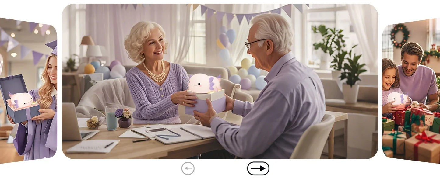 Veilleuse axolotl silicone — Lampe de Nuit LED Kawaii Rechargeable | Chambre Enfant & Bébé