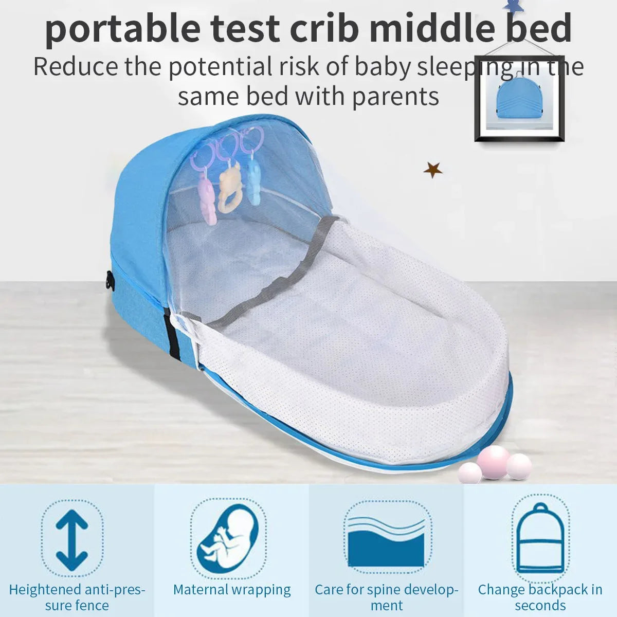 Lit parapluie bébé — Berceau Voyage Premium Moustiquaire & Matelas Anti-Écrasement | 5 Couleurs