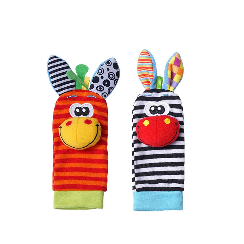 Jouets d’éveil bébé – 2PCS Hochet Poignet + Chaussettes Viseur de Pied (0–12 mois)