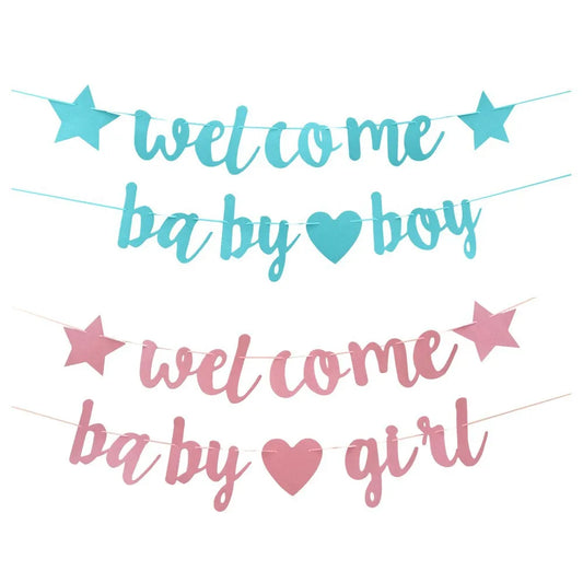Bannière Paillettes Welcome Baby – Guirlande Lettres Décoration Baby Shower & Gender Reveal Garçon Fille