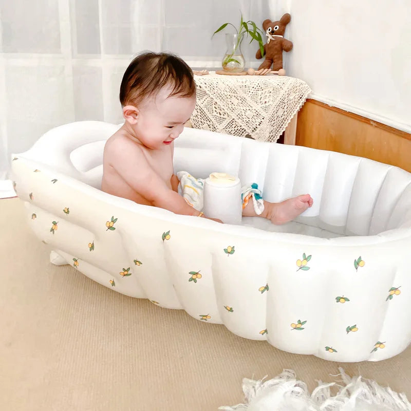 Baignoire Gonflable Bébé Enfant Cartoon Pliable 90x55cm – Portable Intérieur & Extérieur | 0-8 Ans