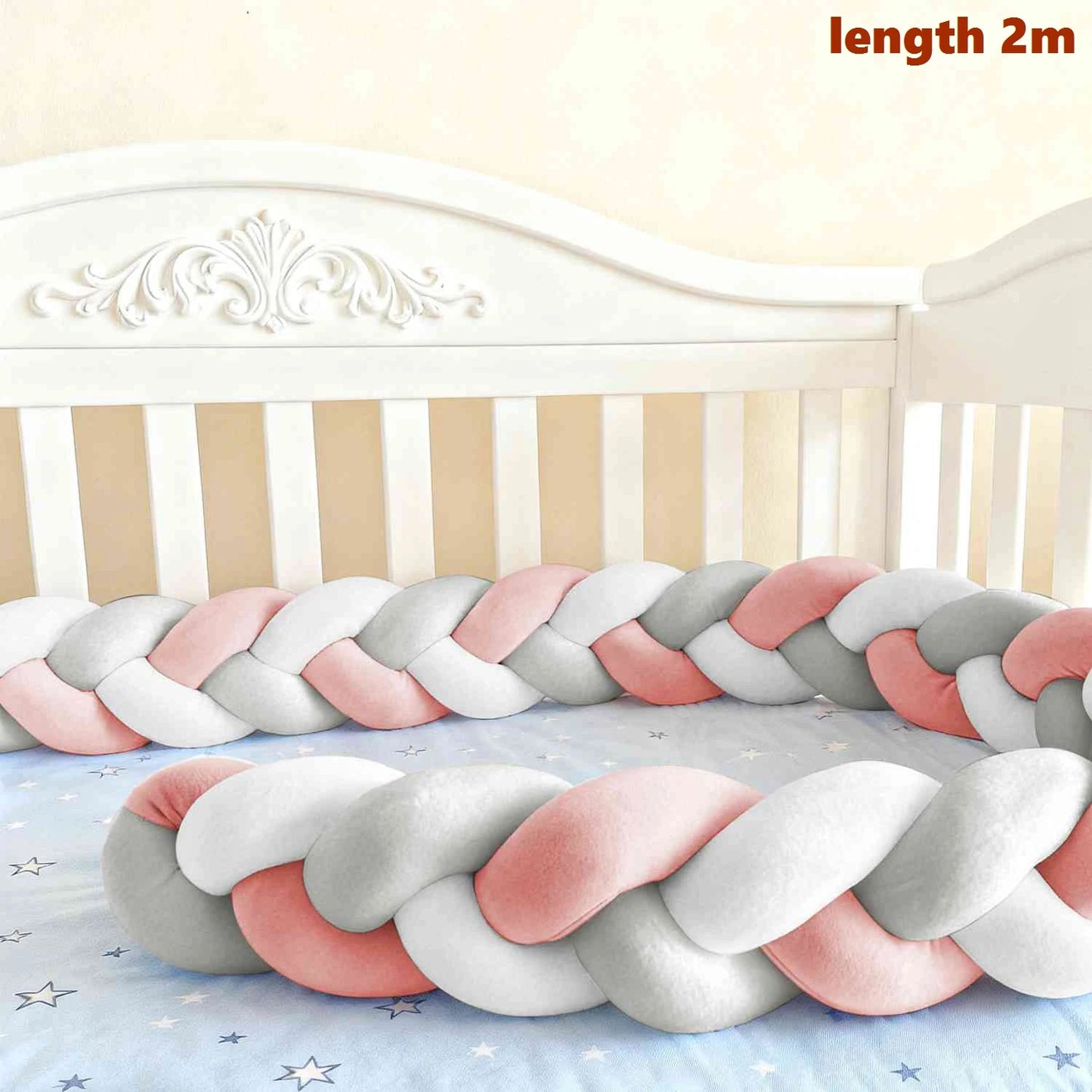 Tour de lit tressé bébé — Nœuds Spandex Doux 1-4M | 20 Coloris Garçon & Fille