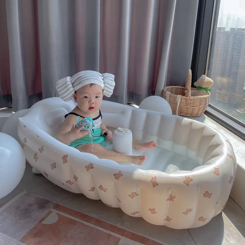 Baignoire Gonflable Bébé Enfant Cartoon Pliable 90x55cm – Portable Intérieur & Extérieur | 0-8 Ans
