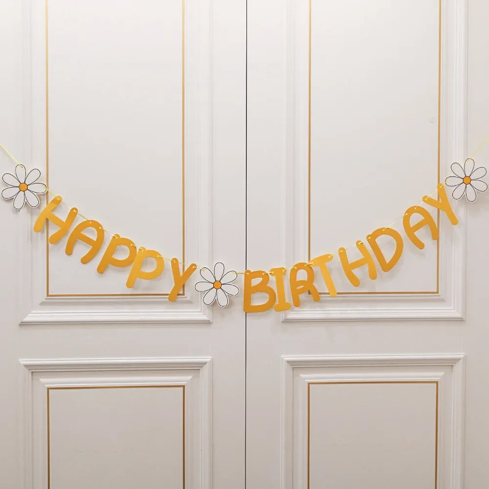 Guirlande Fanions Marguerite Blanche – Décoration Anniversaire Bohème Florale & Baby Shower