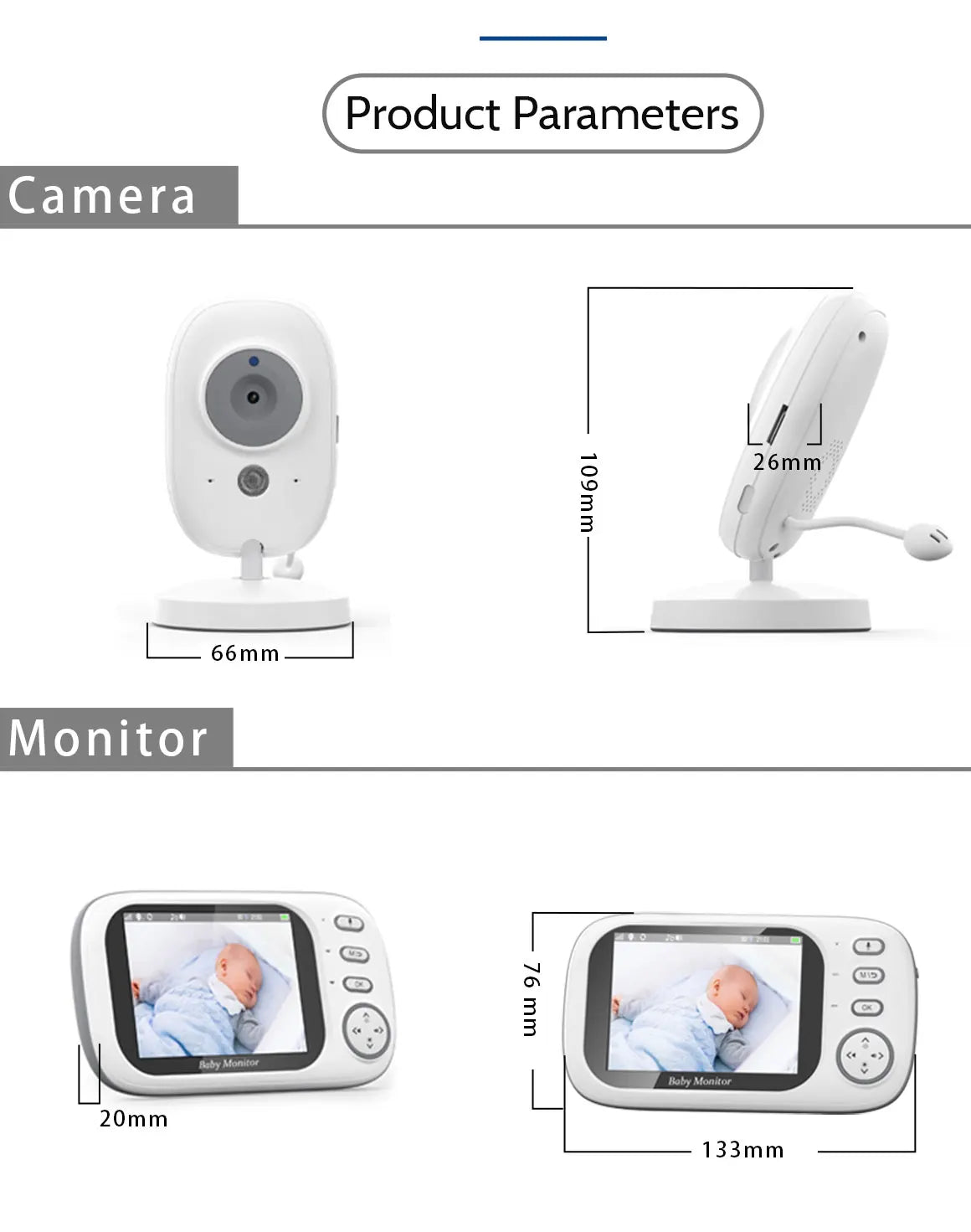 Babyphone Vidéo 3,5 Pouces – Vision Nocturne, Capteur Température, Audio Bidirectionnel 2,4G | Compact & Essentiel