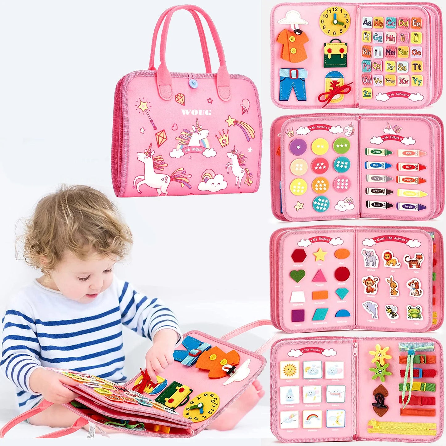 Busy Board Montessori Habillage – Cadre d'Habillage Autonomie Motricité Fine | Fille & Garçon 1-3 Ans