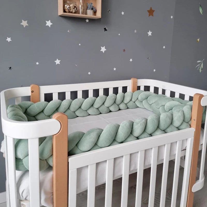 Bumper Lit Bébé Tressé Nœuds Rembourré – Tour de Lit Berceau Lavable 1M 2M 3M 4M