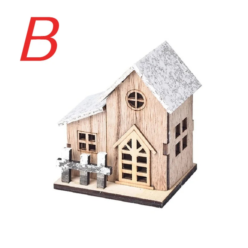 Maison Bois Lumineuse Noël LED – Village de Noël Miniature & Décoration Chalet Lumineux