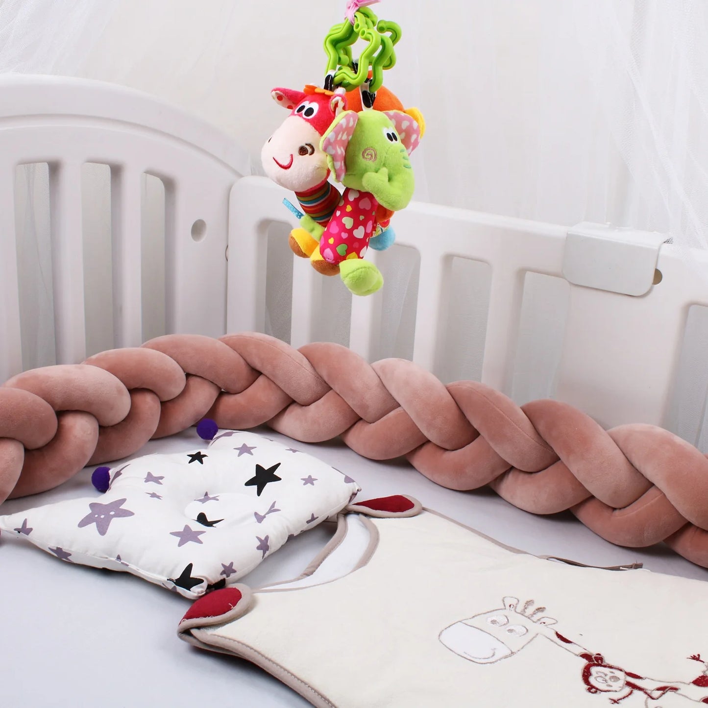 Bumper Lit Bébé Tressé Nœuds Rembourré – Tour de Lit Berceau Lavable 1M 2M 3M 4M