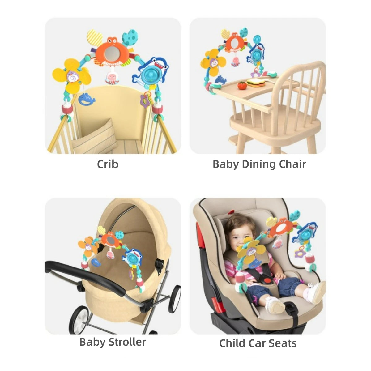 Hochet Bébé Arc Pliable Interactif – Jouet Éveil Lit & Poussette ABS+PP | 3 Styles | 0-24 Mois