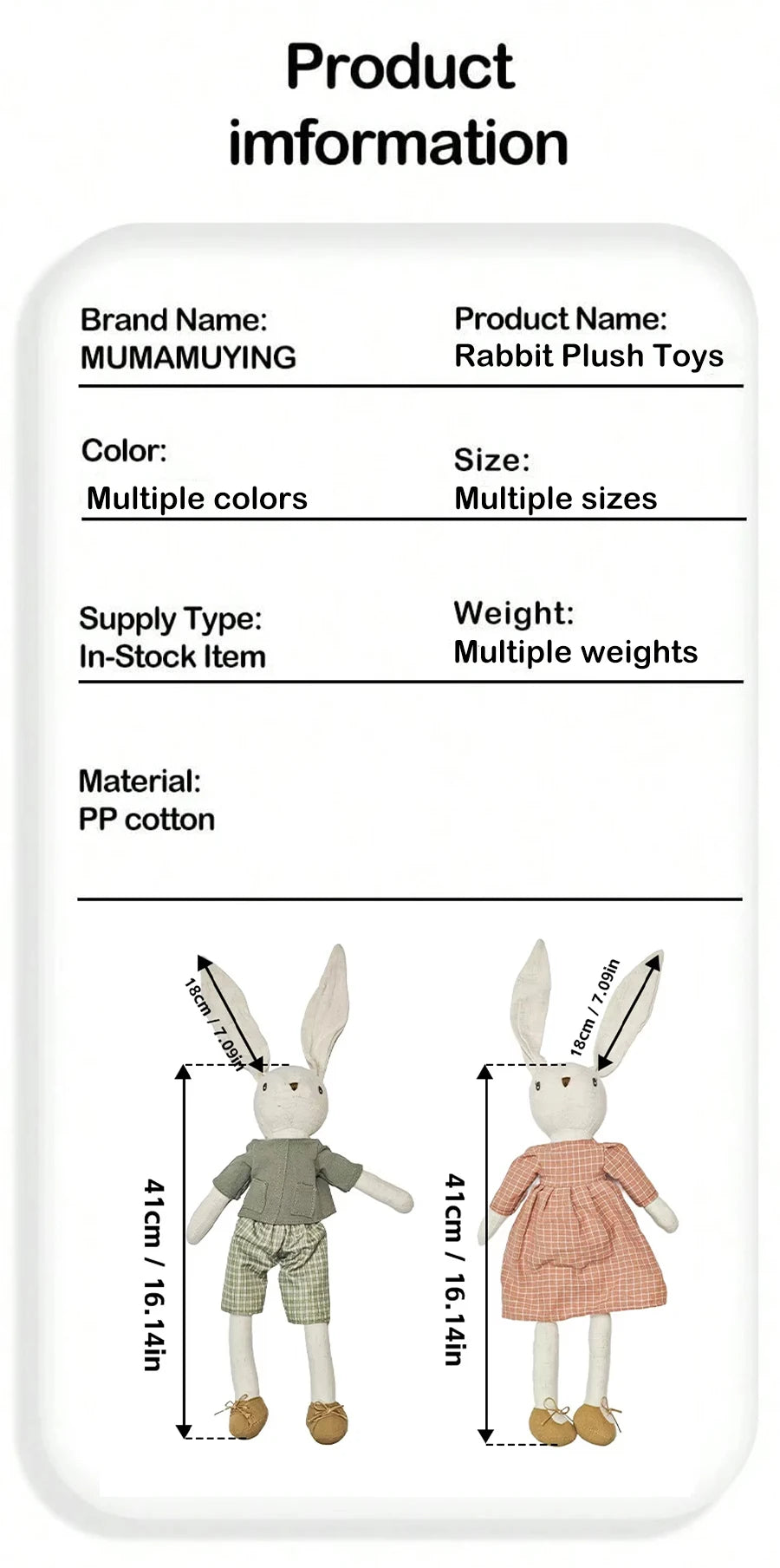 1PCS Children's Room Decor Rabbit Dolls with Overalls And Skirts Photography Props Baby Soothing Gifts Festival Greetings Gifts