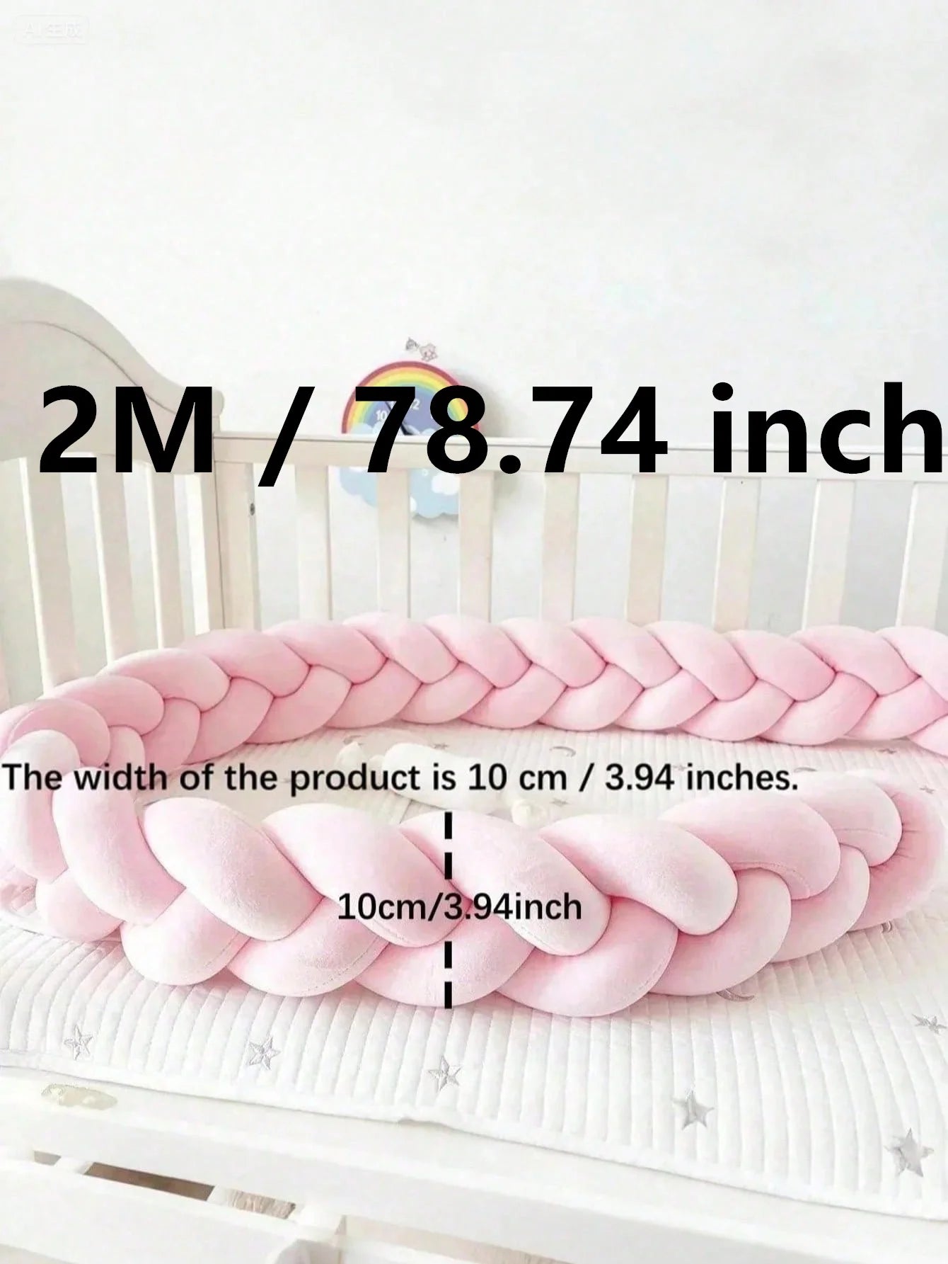 Coussin contour lit bébé — Tresse Protège Barreaux Coton Doux 1M à 4M | Boudin Tour de Lit