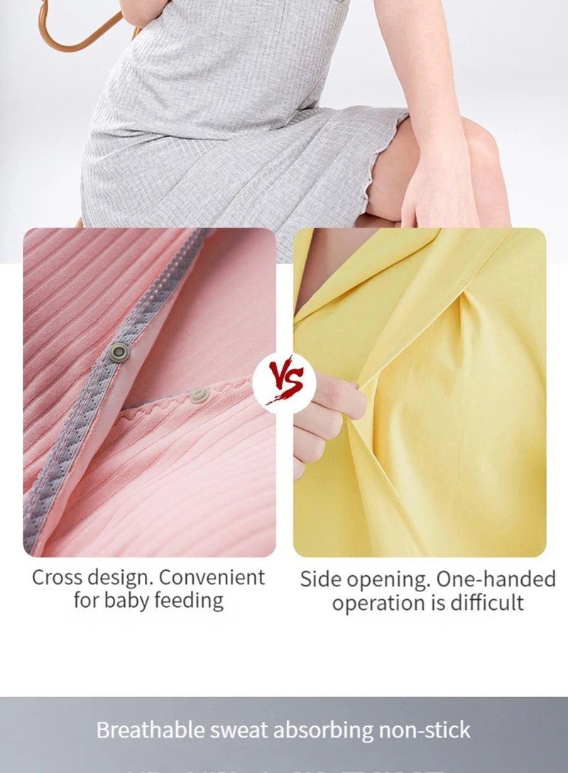 Chemise de Nuit Maternité Allaitement — Modal Doux, Pyjama Grossesse Ample Femme