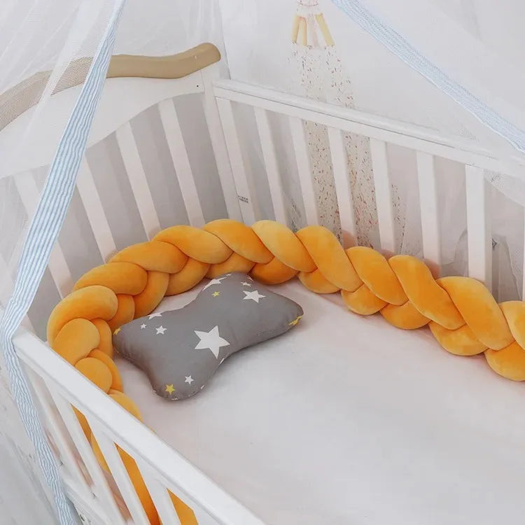 Coussin contour lit bébé — Tresse Protège Barreaux Coton Doux 1M à 4M | Boudin Tour de Lit