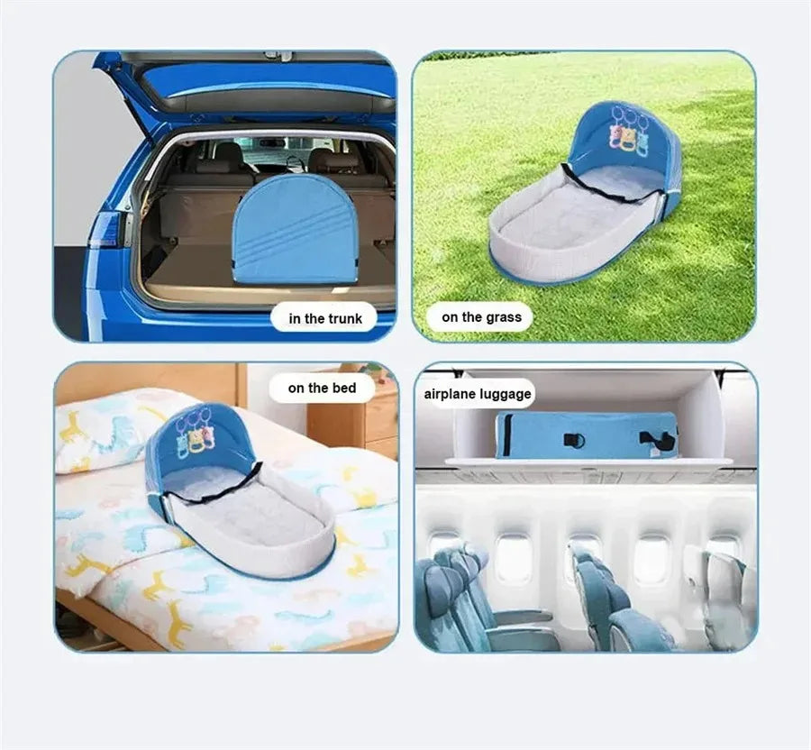 Lit Parapluie Bébé Pliable avec Moustiquaire & Matelas — Berceau Voyage Nomade | 4 Couleurs