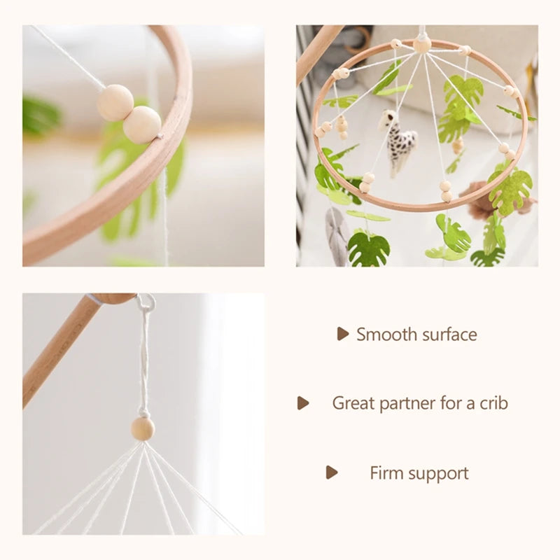 Mobile Hochet Bois & Feutre Forêt Bébé — Cloche Lit Animaux Cartoon & Support | 14 Modèles 0-12 Mois