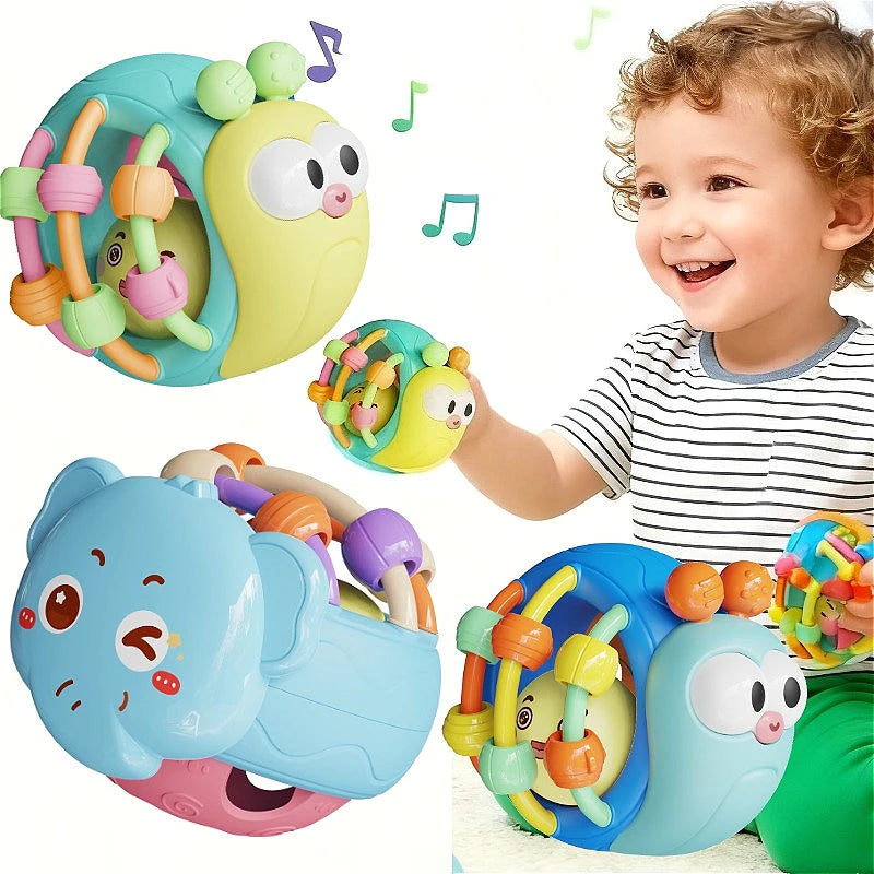 Balles Hochet Douces Bébé – Éveil Sensoriel & Ramper 0-12 Mois | Éléphant & Escargot
