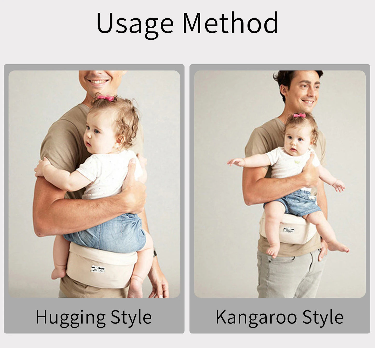 Porte-Bébé avec Siège de Hanche Ajustable – Ergonomique Physiologique Léger & Confortable | 9 Couleurs
